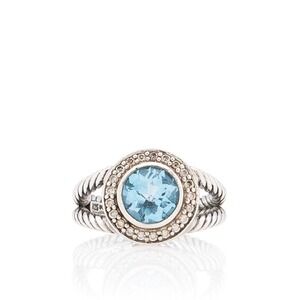 David Yurman Sterling Silver Diamond Blue Topaz